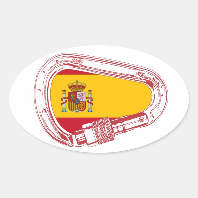 Spain Carabiner Flag Oval Sticker (Front)