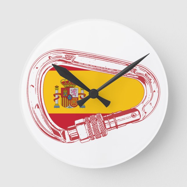 Spain Carabiner Flag Round Clock (Front)