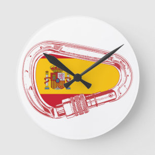 Spain Carabiner Flag Round Clock