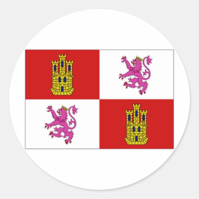 Spain Castilla Leon Flag Classic Round Sticker (Front)