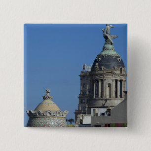 Spain, Catalonia, Barcelona. Barcelona roof top 2 15 Cm Square Badge