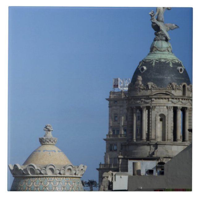 Spain, Catalonia, Barcelona. Barcelona roof top 2 Ceramic Tile (Front)