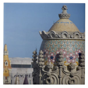 Spain, Catalonia, Barcelona. Barcelona roof top Tile