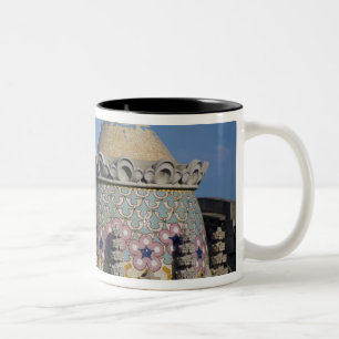Spain, Catalonia, Barcelona. Barcelona roof top Two-Tone Coffee Mug