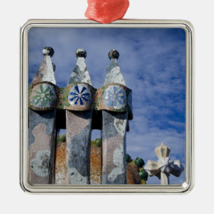 Spain, Catalonia, Barcelona. Casa Batllo (1906). 2 Metal Ornament