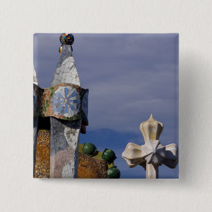 Spain, Catalonia, Barcelona. Casa Batllo (1906). 3 15 Cm Square Badge