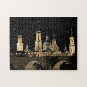 Spain Cathedral at Night Dark Bridge Light Photo Jigsaw Puzzle