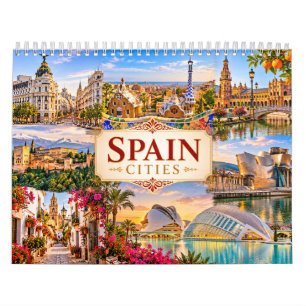 Spain Cities Scenic Travel Calendar