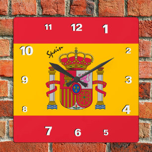 Spain Clock, patriotic home, Spanish Flag Square Wall Clock
