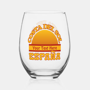 SPAIN Costa Del Sol custom text Stemless Wine Glass