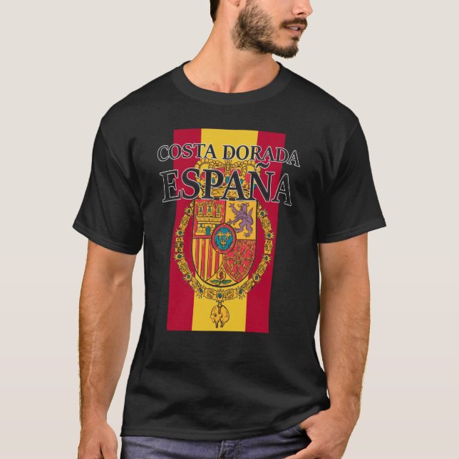 Spain Costa Dorada Flag Travel Europe Holiday T-Shirt (Front)