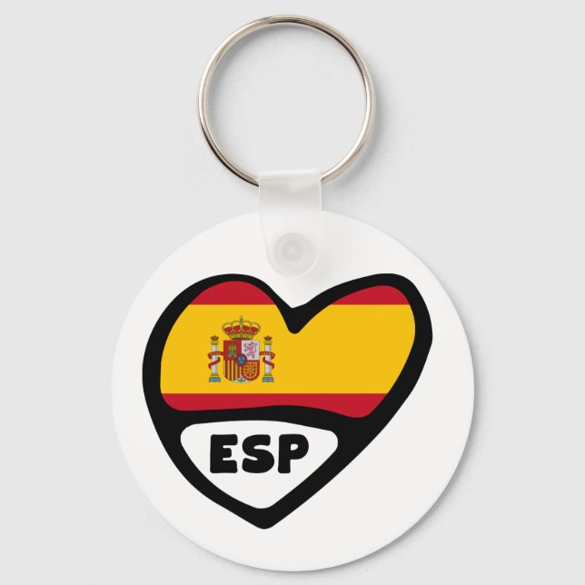 Spain Country Code Flag Heart Keyring, ESP Key Ring (Front)