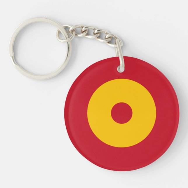 Spain country flag roundel round circle symbol arm key ring (Front)