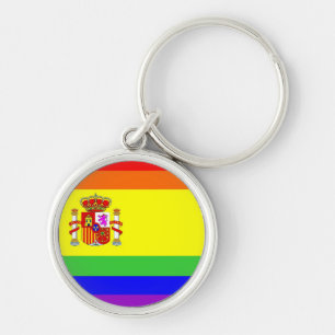 spain country gay proud rainbow flag homosexual key ring