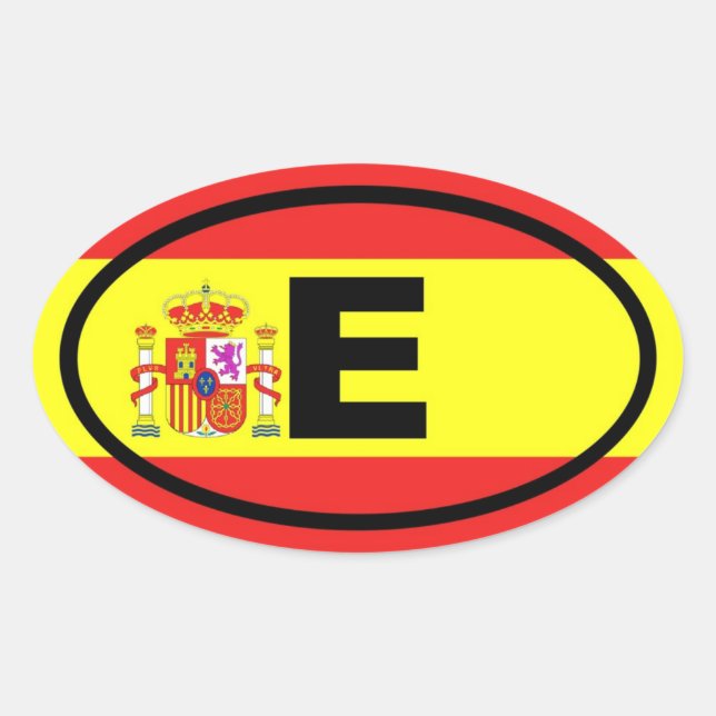 Spain E European Oval Sticker (Front)