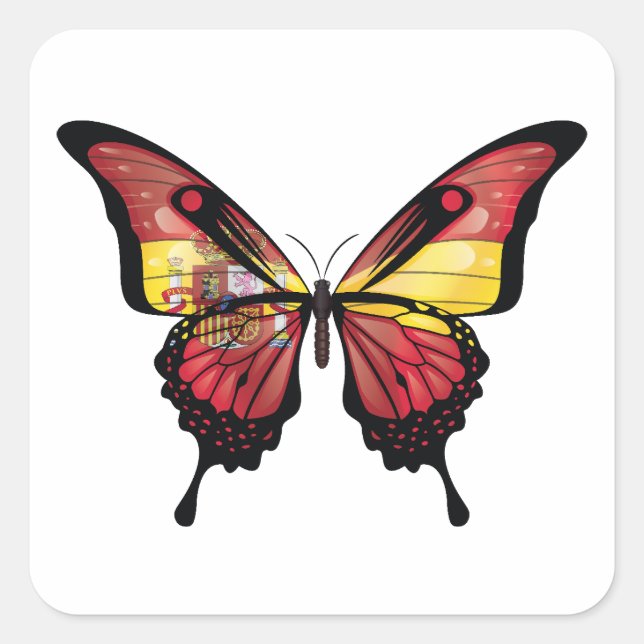 Spain Espana Swallowtail Butterfly Flag Sticker (Front)