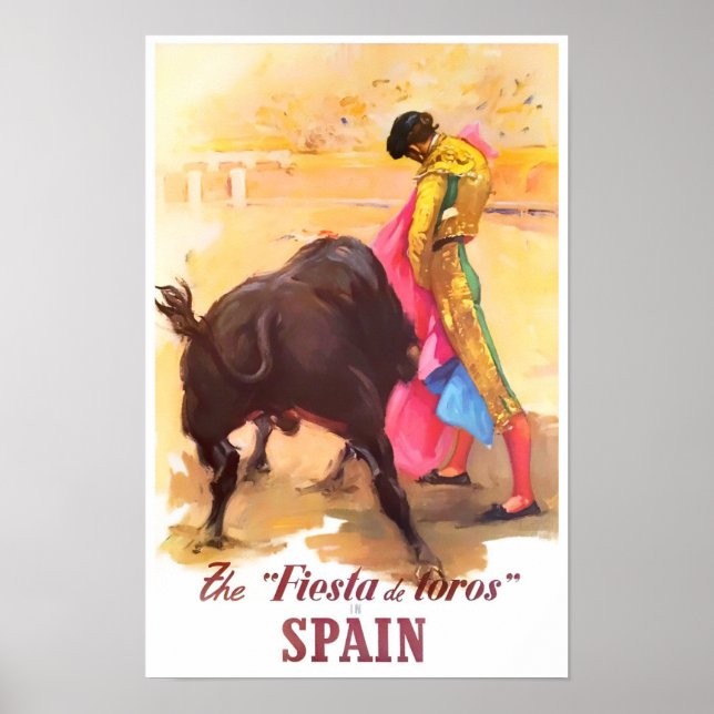 Spain Fiesta de Toros vintage travel Poster (Front)