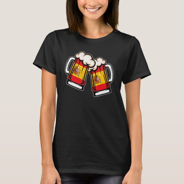 Spain Flag Beer Mug   Cool Spanish Beer T-Shirt (Front)