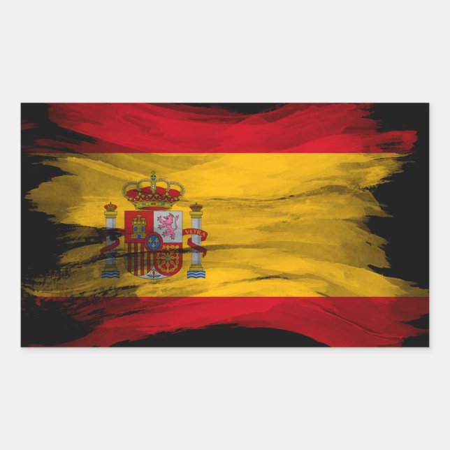 Spain flag brush stroke, national flag rectangular sticker (Front)