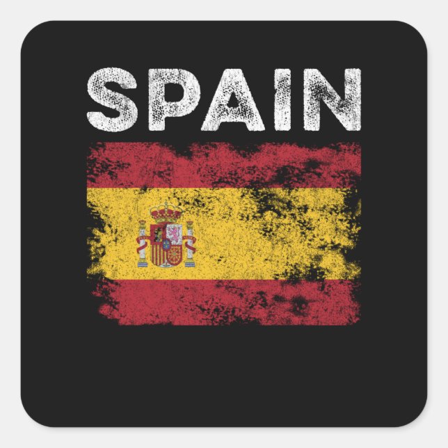 Spain Flag Distressed - Spanish Flag Square Sticker (Front)