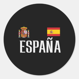 Spain Flag Espana Footll Soccer Fan Men Women Kids Classic Round Sticker