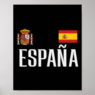 Spain Flag Espana Footll Soccer Fan Men Women Kids Poster