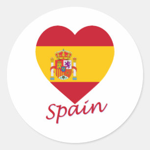 Spain Flag Heart Classic Round Sticker