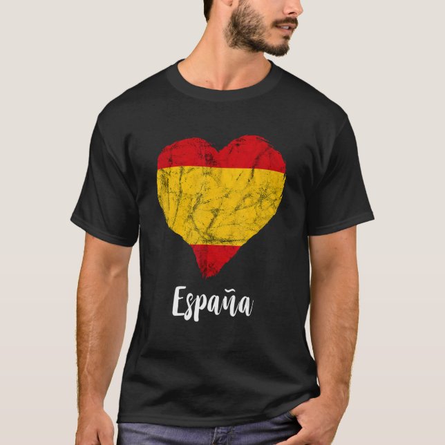 Spain Flag Heart Espana Spanish Pride Spanish Root T-Shirt (Front)