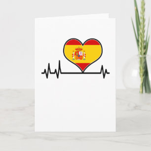 Spain Flag Heart Heartbeat EKG Card