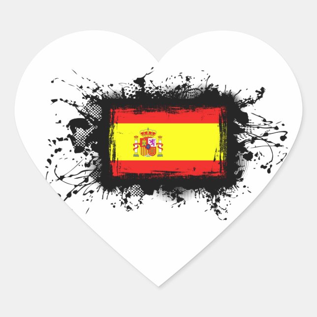 Spain Flag Heart Sticker (Front)