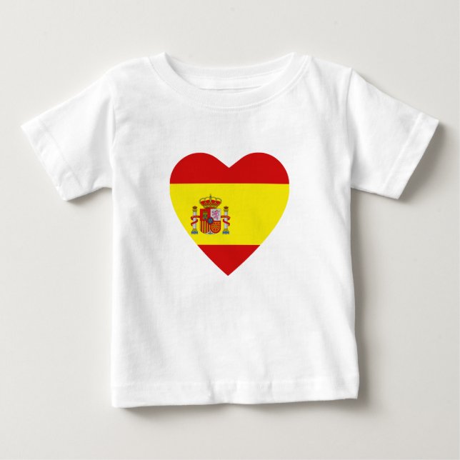 Spain Flag Heart T-Shirt (Front)