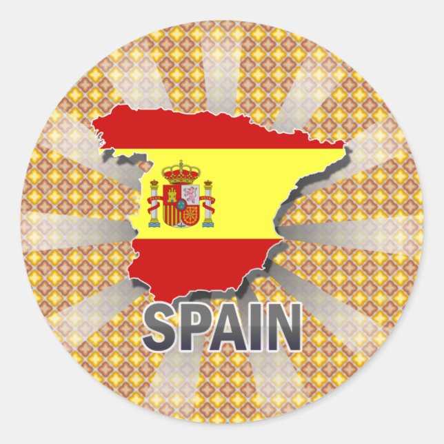 Spain Flag Map 2.0 Classic Round Sticker (Front)