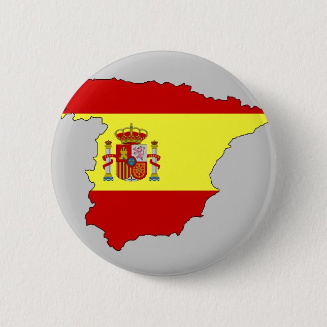Spain flag map 6 cm round badge (Front)