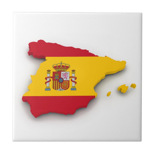 Spain Flag Map Ceramic Tile (Front)