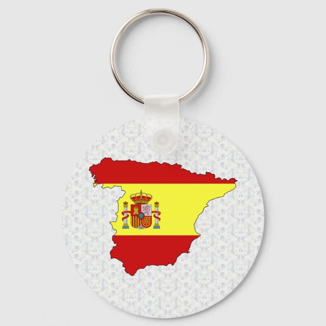 Spain Flag Map full size Key Ring (Front)