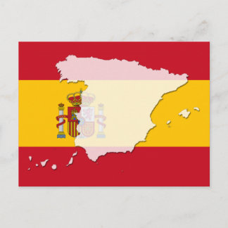 Spain flag map postcard