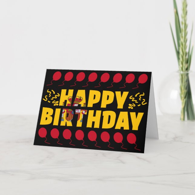 Spain Flag Patriotic Birthday Card (Front)