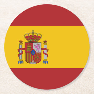 Spain Flag Round Paper Coaster