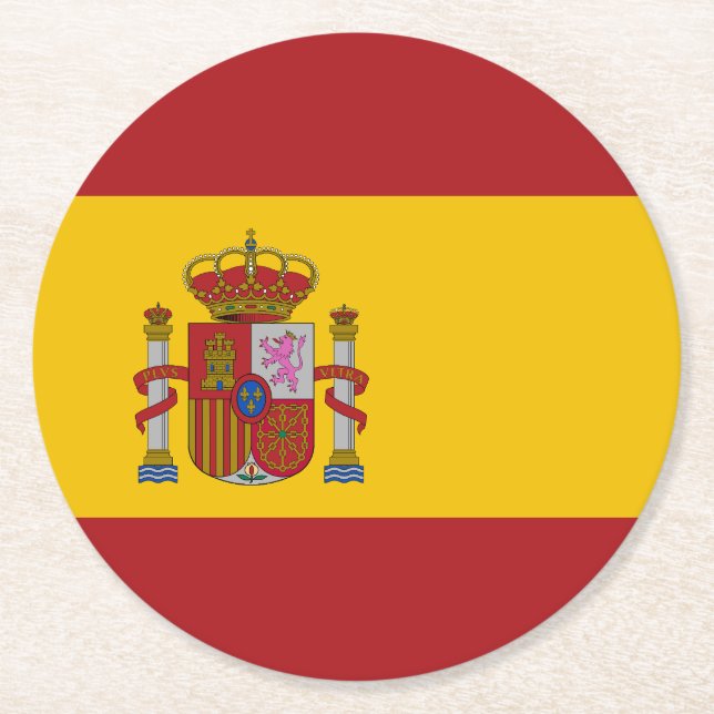Spain Flag Round Paper Coaster (Front)
