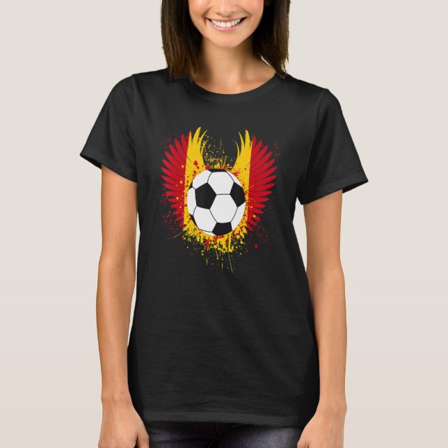 Spain Flag Soccer Football Wings Spanish Football  T-Shirt (Front)