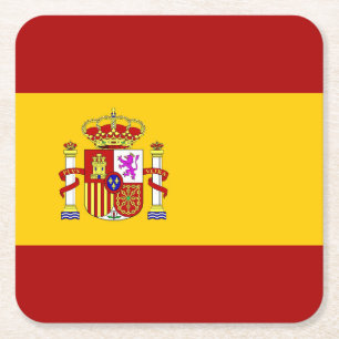 Spain flag square paper coaster