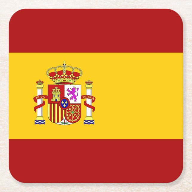 Spain flag square paper coaster (Front)