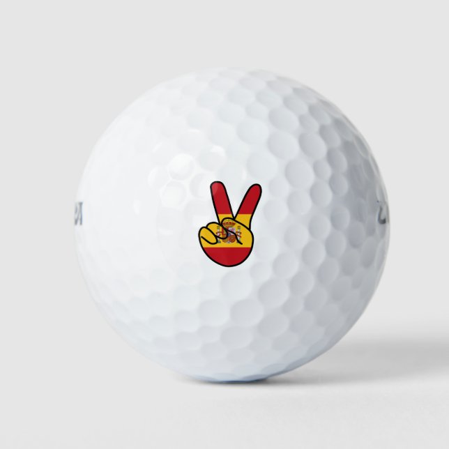 Spain Flag V Sign Golf Balls (Front)