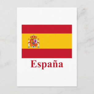 Spain Flag with Name in Spanish Postcard