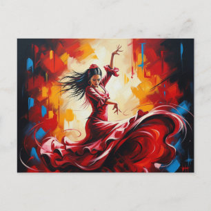 Spain Flamenco Dancer Colourful Postcard