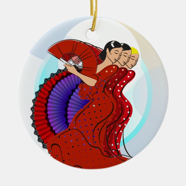 Spain -  Flamenco Dancers Ceramic Ornament (Front)