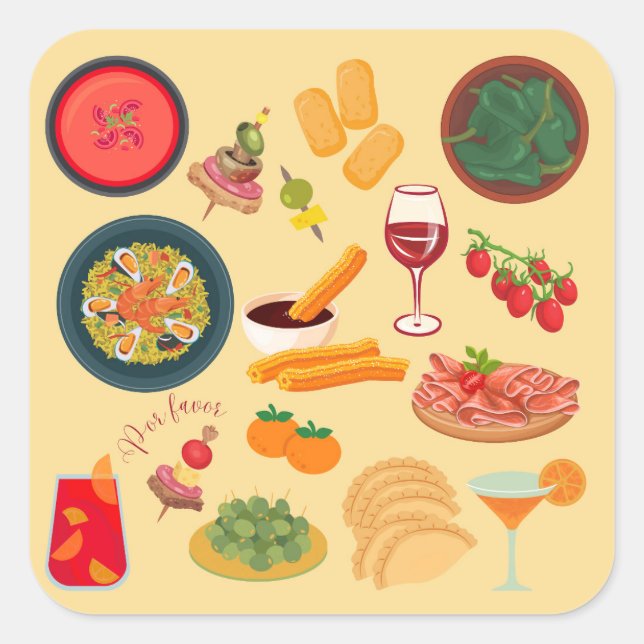  Spain Food Square Sticker (Front)