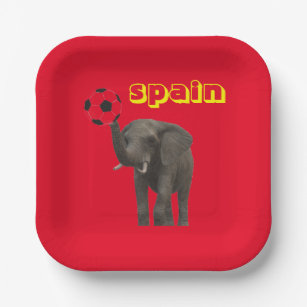 Spain Football Elephant Red Yellow Modern Paper Plate