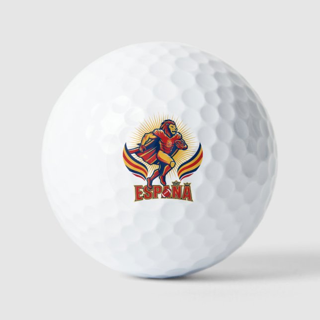 Spain Football Lion Hero National Pride Action Art Golf Balls (Front)