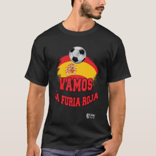 Spain Football Vamos La Furia Roja 2 Black T-Shirt